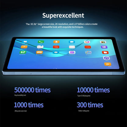 BDF P60 4G LTE Tablet PC, 10.36 inch, 8GB+128GB, Android 11.0 MTK6762 Octa Core, Support Dual SIM & Bluetooth & WiFi, EU Plug(Sky Blue)