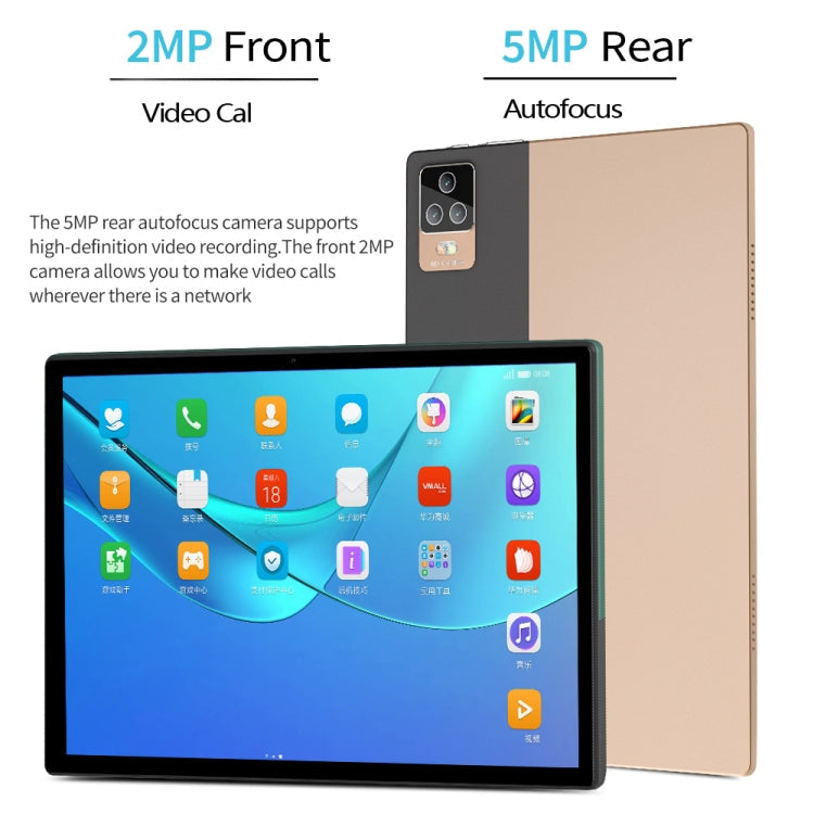 Tablette PC BDF P70 4G LTE, 10,1 pouces, 8 Go+128 Go, Android 12.0 MTK6762 Octa Core, prend en charge la double carte SIM et Bluetooth et le WiFi, prise UE (Or)