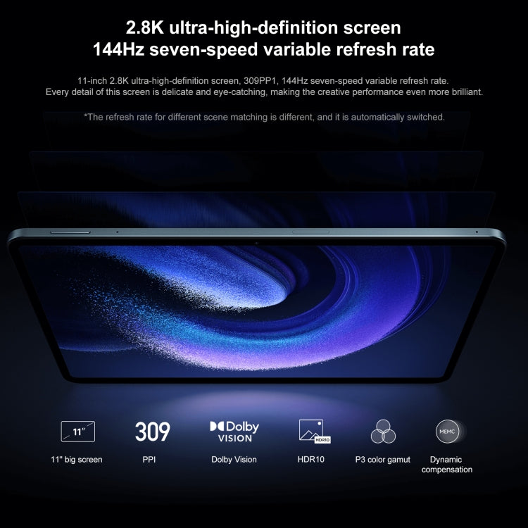 Xiaomi Pad 6 Pro, 11.0 inch, 8GB+256GB, MIUI 14 Qualcomm Snapdragon 8+ 4nm Octa Core up to 3.2GHz, 20MP HD Front Camera, 8600mAh Battery (Blue)
