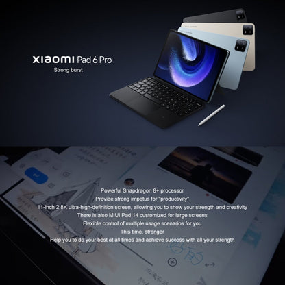 Xiaomi Pad 6 Pro, 11.0 inch, 12GB+256GB, MIUI 14 Qualcomm Snapdragon 8+ 4nm Octa Core up to 3.2GHz, 20MP HD Front Camera, 8600mAh Battery (Black)