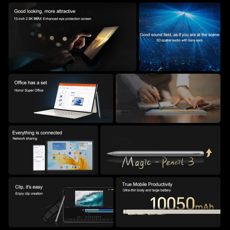 Honor MagicPad 13 GDI-W09 WiFi, 13 inch, 12GB+256GB, MagicOS 7.2 Snapdragon 888 Octa Core, Support WIFI 6 & BT & OTG, Not Support Google(Silver)
