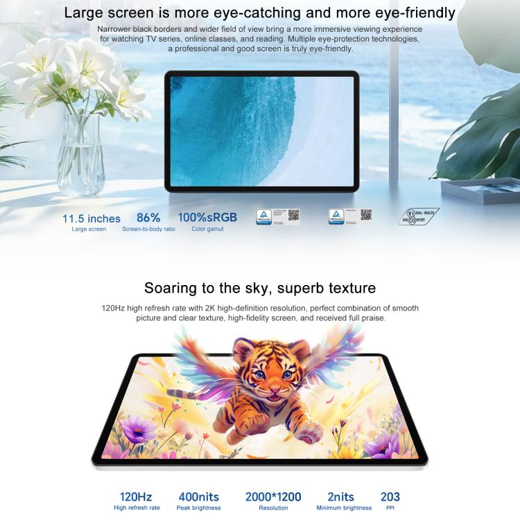 Honor Pad X9 Pro WiFi Tablet PC, 11.5 inch 6GB+128GB MagicOS 9.0 Qualcomm Snapdragon 685 Octa Core (White)