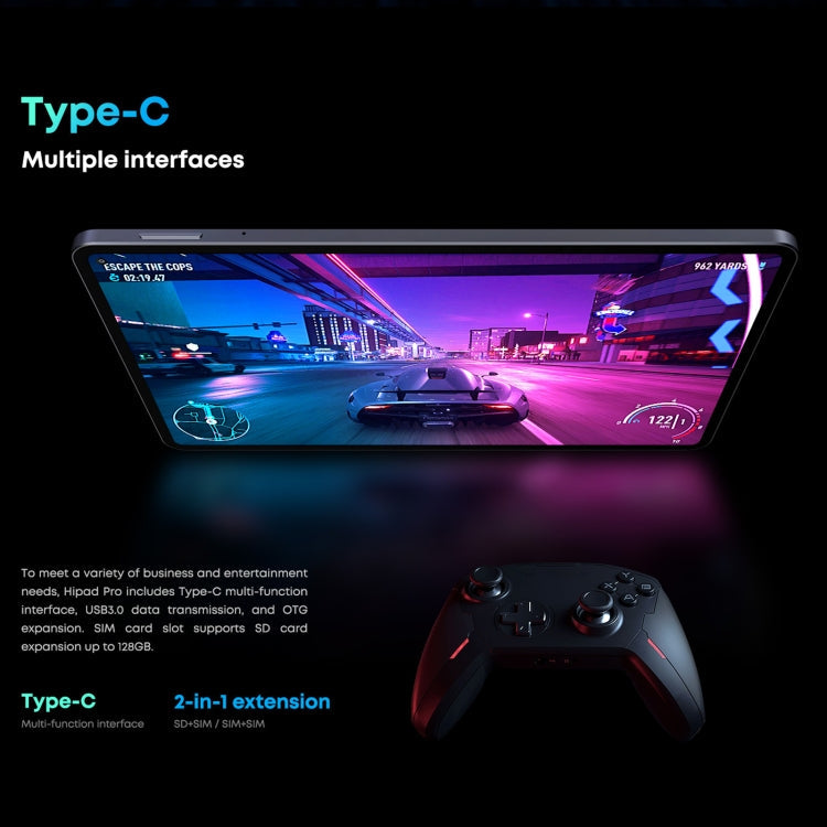 CHUWI HiPad Pro 4G LTE Tablet PC, 10.8 inch, 8GB+128GB, Without Keyboard, Android 11, Qualcomm Snapdragon 662 Octa Core up to 2.0GHz, Support Dual SIM & Bluetooth & WiFi & TF Card (Black+Blue)