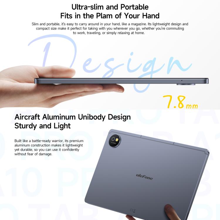 [HK Warehouse] Ulefone Tab A10 Pro Tablet PC, 6GB+128GB, 11 inch Android 14 MediaTek MT8786 Octa Core 4G Network, EU Plug (Space Grey)