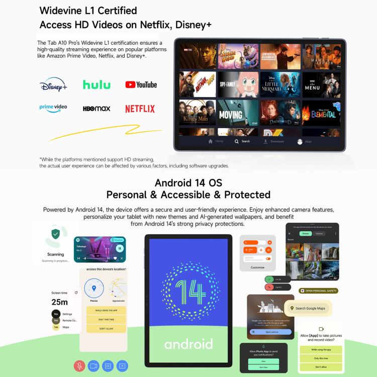 [HK Warehouse] Ulefone Tab A10 Pro Tablet PC, 6GB+128GB, 11 inch Android 14 MediaTek MT8786 Octa Core 4G Network, EU Plug (Space Grey)
