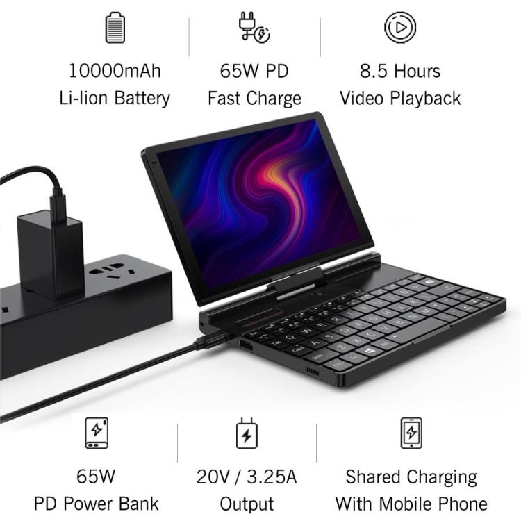 Mini PC portable GPD Pocket 3, 16 Go + 512 Go, écran 8 pouces Windows 11 Famille Intel Pentium Gold 7505, prise britannique