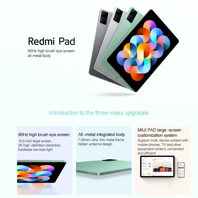 Xiaomi Redmi Pad, 10.6 inch, 4GB+128GB, MIUI Pad 13 OS MediaTek Helio G99 Octa Core up to 2.2GHz, 8000mAh Battery, Support BT WiFi, Not Support Google Play(Green)