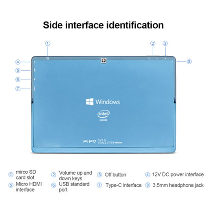 PiPO W10 2 in 1 Tablet PC, 10.1 inch, 6GB+64GB, Windows 10 System, Intel Gemini Lake N4120 Quad Core up to 2.6GHz, without Keyboard & Stylus Pen, Support Dual Band WiFi & Bluetooth & TF Card & HDMI, US Plug