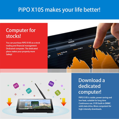PiPo H10PRO All-in-One Mini PC, 10.1 inch, 8GB+128GB, Windows 11 Intel Alder Lake N95 Quad Core, US Plug (Black)