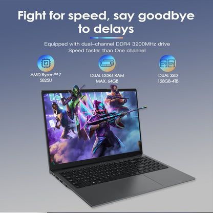 GXMO G156 15.6 inch Laptop, 32GB+1TB, Windows 11 AMD Ryzen 7 5825U Octa Core, Support Fingerprint Unlock, US Plug