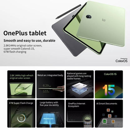 OnePlus Pad 11.61 inch Tablet PC, 8GB+256GB, ColorOS 15.0 Dimensity 8350 Octa Core (Green)