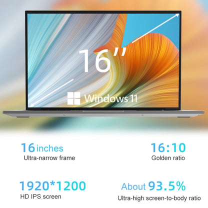 Jumper EZbook S7 Max Ordinateur portable 16 pouces, 16 Go+128 Go+512 Go, Windows 11 Intel Alder Lake N95 Quad Core, prise UE (gris)