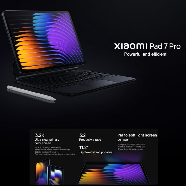 Xiaomi Pad 7 Pro 11.2 inch, 12GB+512GB, HyperOS 2 Qualcomm Snapdragon 8s Gen3 Octa Core (Black)