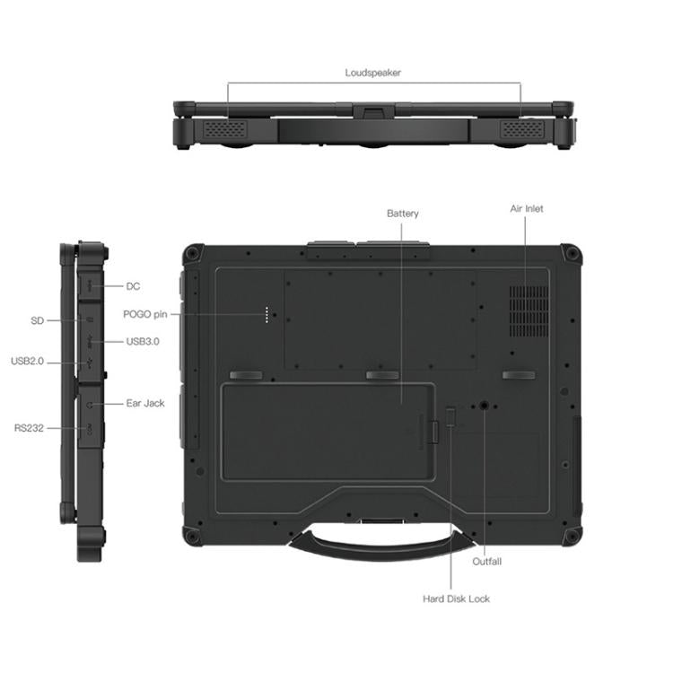 UNIWA ULAP R14 Rugged Laptop, 8GB+256GB, 14 inch Windows 10 Home Intel Core i5-8250U, EU Plug