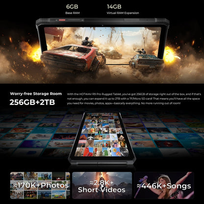 [Entrepôt HK] Tablette robuste HOTWAV Tab R9 Pro IP68/IP69K, 6 Go + 256 Go, Android 14 de 11 pouces, Unisoc T606 Octa Core, réseau 4G, version globale avec Google Play, prise UE (noir et rouge)