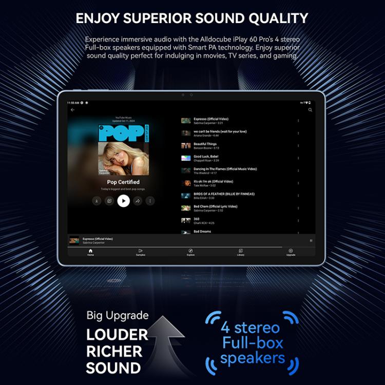 ALLDOCUBE iPlay 60 Pro 4G LTE Tablet PC, 6GB+128GB, 11 inch Android 14 MediaTek Helio G99 Octa Core Support Dual SIM (Dark Gray)