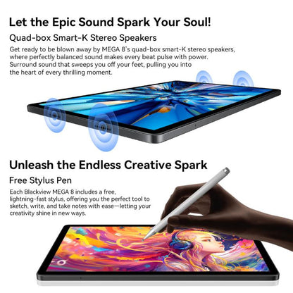 [HK Warehouse] Tablette PC Blackview MEGA 8, 12 Go+256 Go, 13 pouces Android 15 Unisoc Tiger T620 Octa Core, Réseau: 4G, Version Globale avec Google Play (Vert)