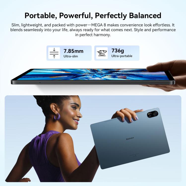 [HK Warehouse] Tablette PC Blackview MEGA 8, 12 Go+256 Go, 13 pouces Android 15 Unisoc Tiger T620 Octa Core, Réseau: 4G, Version Globale avec Google Play (Vert)