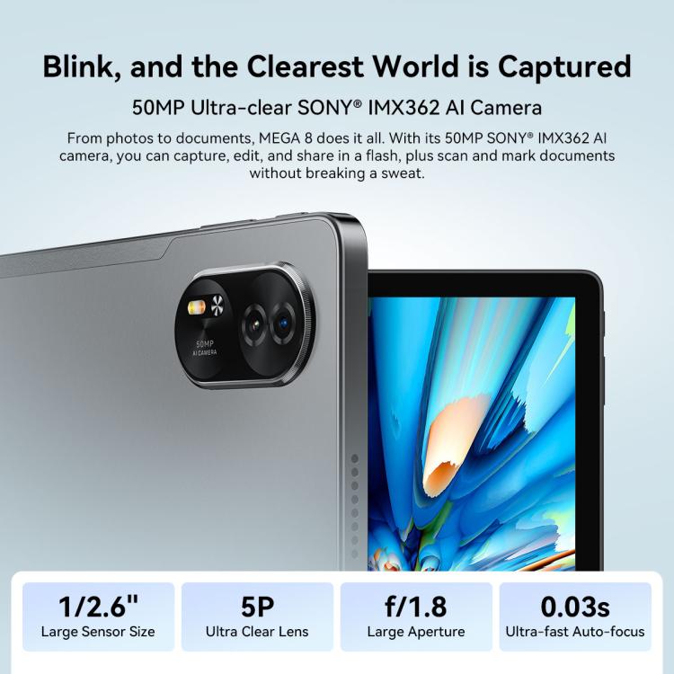 [HK Warehouse] Tablette PC Blackview MEGA 8, 12 Go+256 Go, 13 pouces Android 15 Unisoc Tiger T620 Octa Core, Réseau: 4G, Version Globale avec Google Play (Vert)