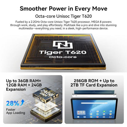 [HK Warehouse] Tablette PC Blackview MEGA 8, 12 Go+256 Go, 13 pouces Android 15 Unisoc Tiger T620 Octa Core, Réseau: 4G, Version Globale avec Google Play (Vert)