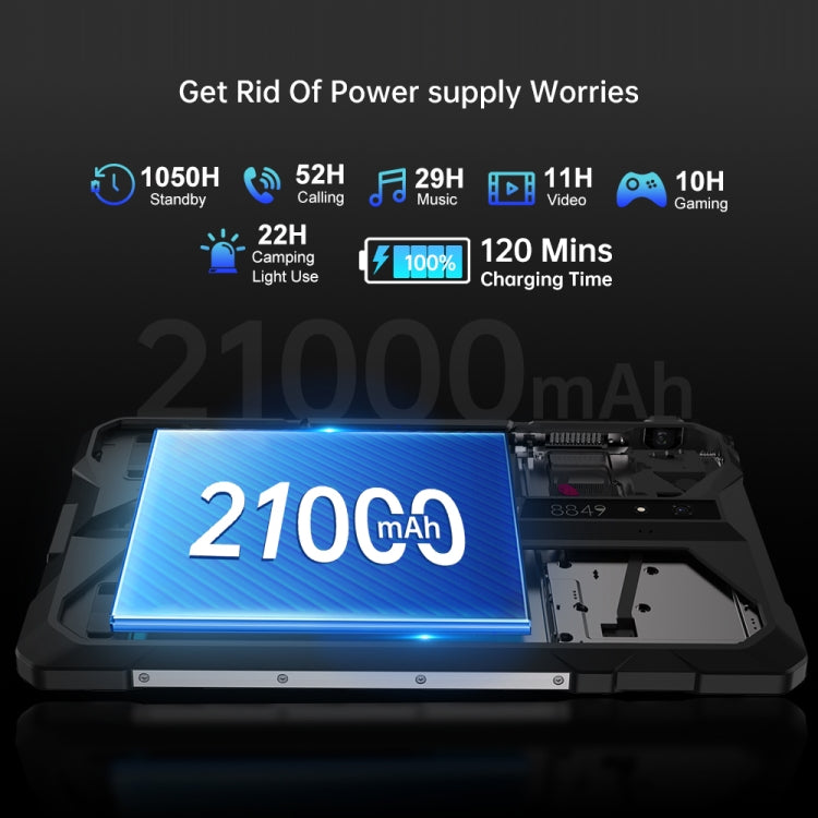 [HK Warehouse] Unihertz 8849 Tank Pad Tablet PC & Projecteur durci, 16 Go+512 Go, Android 14 Dimensity 8200 Octa Core 5G 10,95 pouces, prise UE (Noir)