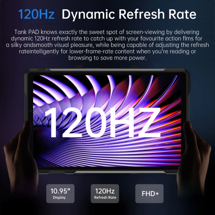 [HK Warehouse] Unihertz 8849 Tank Pad Tablet PC & Projecteur durci, 16 Go+512 Go, Android 14 Dimensity 8200 Octa Core 5G 10,95 pouces, prise UE (Noir)