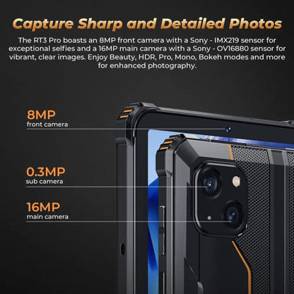 [HK Warehouse] OUKITEL RT3 Pro 4G Network IP68/IP69K Rugged Tablet, 4GB+128GB, 8.0 inch Android 14 MediaTek G81 Octa-Core Support Dual SIM, EU Plug (Black)