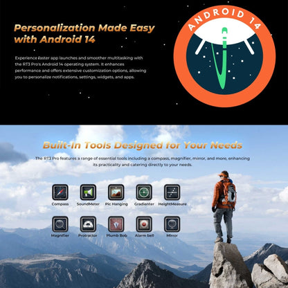 [HK Warehouse] OUKITEL RT3 Pro 4G Network IP68/IP69K Rugged Tablet, 4GB+128GB, 8.0 inch Android 14 MediaTek G81 Octa-Core Support Dual SIM, EU Plug (Orange)