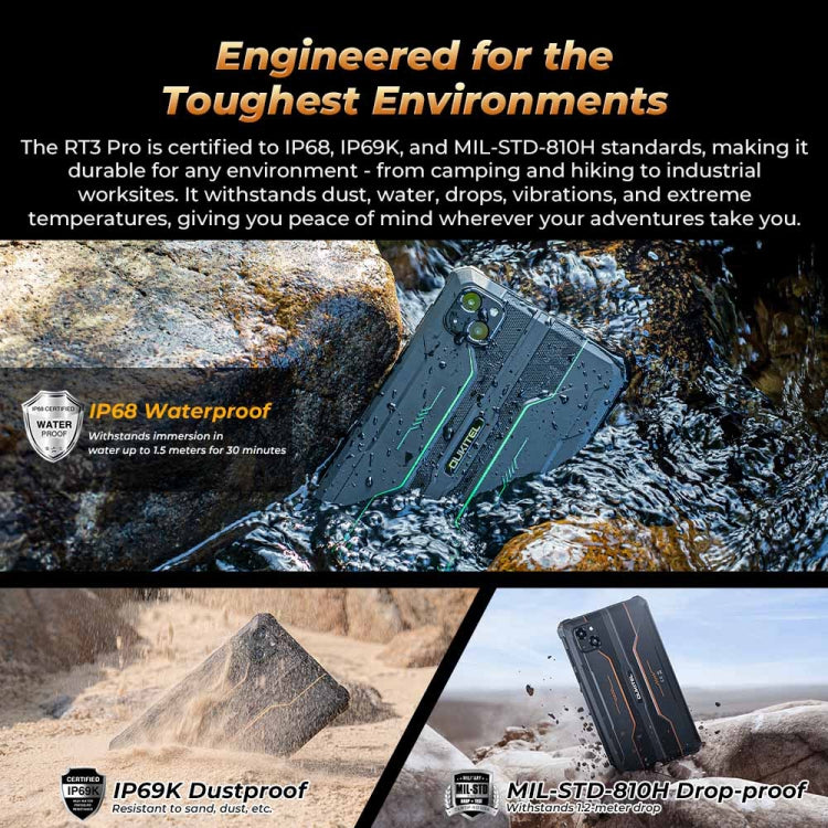 [HK Warehouse] OUKITEL RT3 Pro 4G Network IP68/IP69K Rugged Tablet, 4GB+128GB, 8.0 inch Android 14 MediaTek G81 Octa-Core Support Dual SIM, EU Plug (Green)