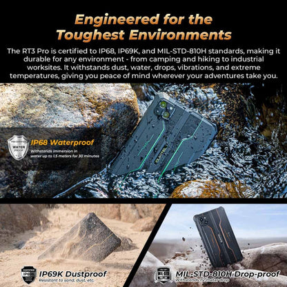 [HK Warehouse] OUKITEL RT3 Pro 4G Network IP68/IP69K Rugged Tablet, 4GB+128GB, 8.0 inch Android 14 MediaTek G81 Octa-Core Support Dual SIM, EU Plug (Green)