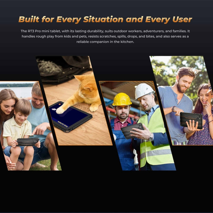 [HK Warehouse] OUKITEL RT3 Pro 4G Network IP68/IP69K Rugged Tablet, 4GB+128GB, 8.0 inch Android 14 MediaTek G81 Octa-Core Support Dual SIM, EU Plug (Black)