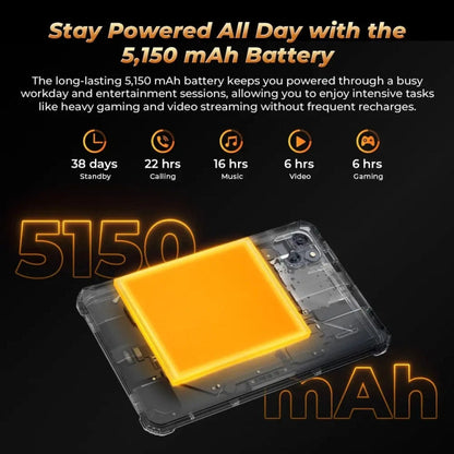 [HK Warehouse] OUKITEL RT3 Pro 4G Network IP68/IP69K Rugged Tablet, 4GB+128GB, 8.0 inch Android 14 MediaTek G81 Octa-Core Support Dual SIM, EU Plug (Black)