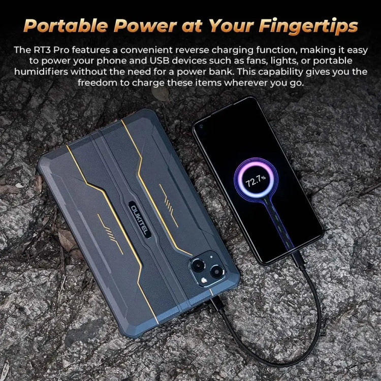 [HK Warehouse] OUKITEL RT3 Pro 4G Network IP68/IP69K Rugged Tablet, 4GB+128GB, 8.0 inch Android 14 MediaTek G81 Octa-Core Support Dual SIM, EU Plug (Orange)