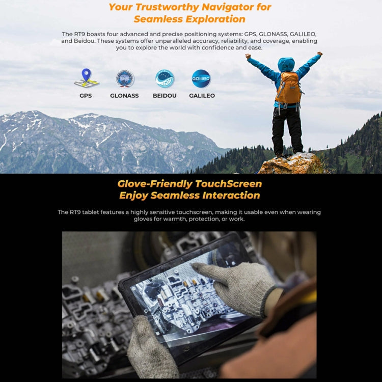 [HK Warehouse] OUKITEL RT9 4G Network IP68/IP69K Rugged Tablet, 6GB+256GB, 10.1 inch Android 14 Unisoc T606 Octa-Core Support Dual SIM, EU Plug (Orange)