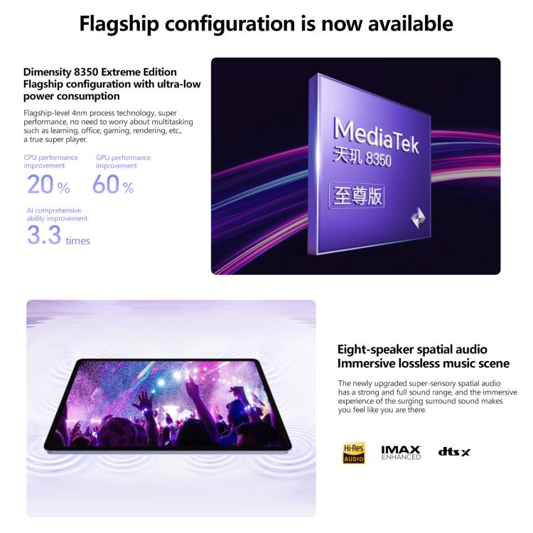 Honor Pad V9 WiFi Tablet PC, 11.5 inch 8GB+128GB MagicOS 9.0 Dimensity 8350 Ultra Octa Core (White)