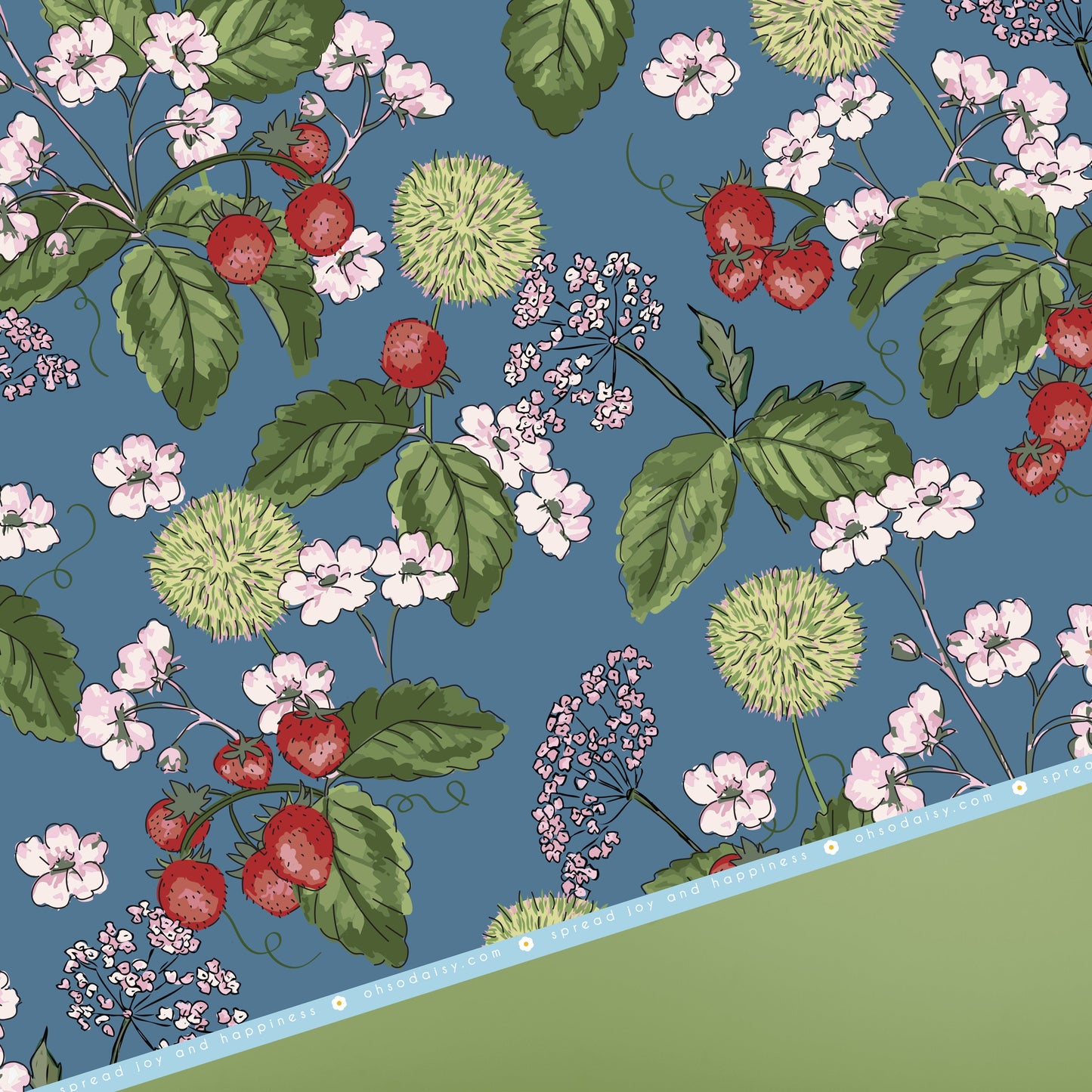 WOODLAND STRAWBERRY BLUE GIFT WRAP SHEET