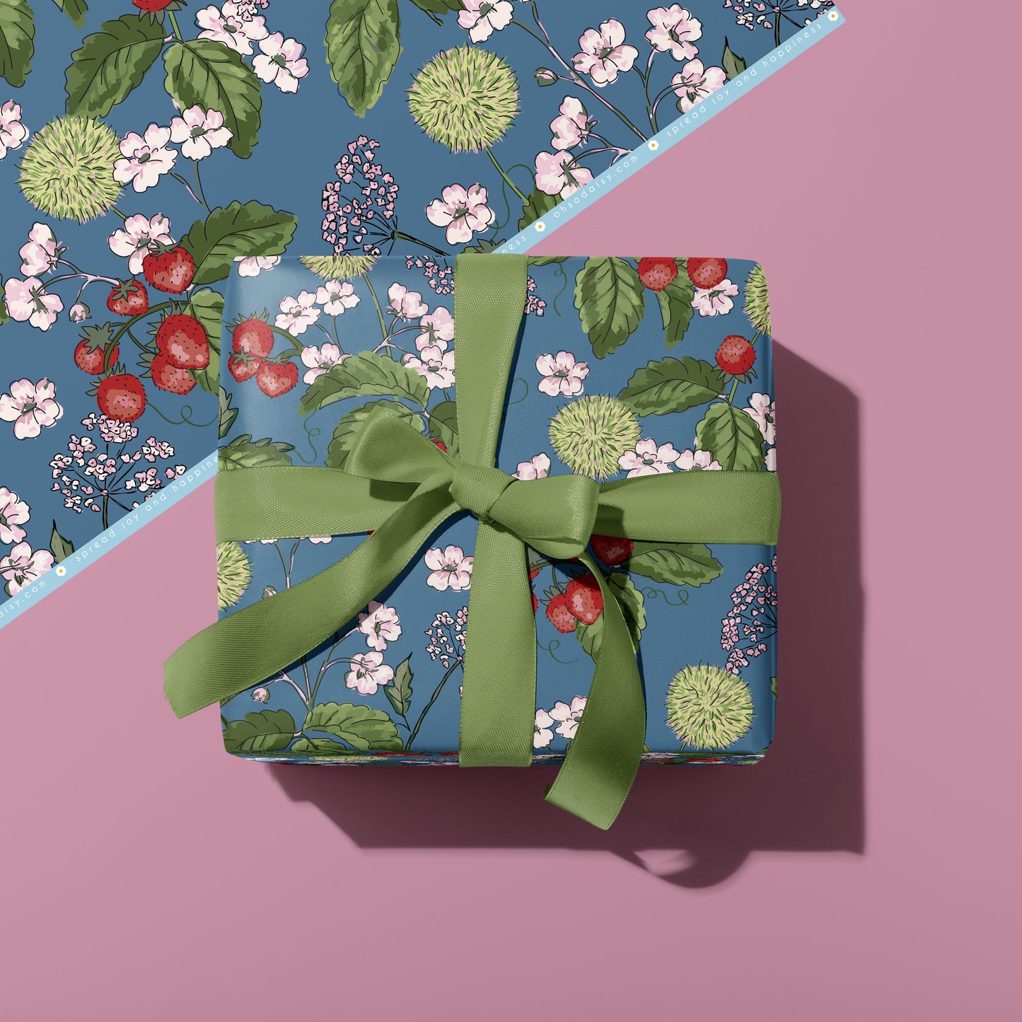 WOODLAND STRAWBERRY BLUE GIFT WRAP SHEET