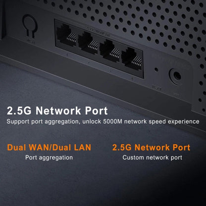 Xiaomi Router BE6500 WiFi 7 2.4GHz 5.0GHz Dual Band 4-Core 2.5G Port, US Plug (Black)
