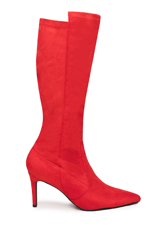 Marta Pointed Toe Calf Boots - Rouge Red