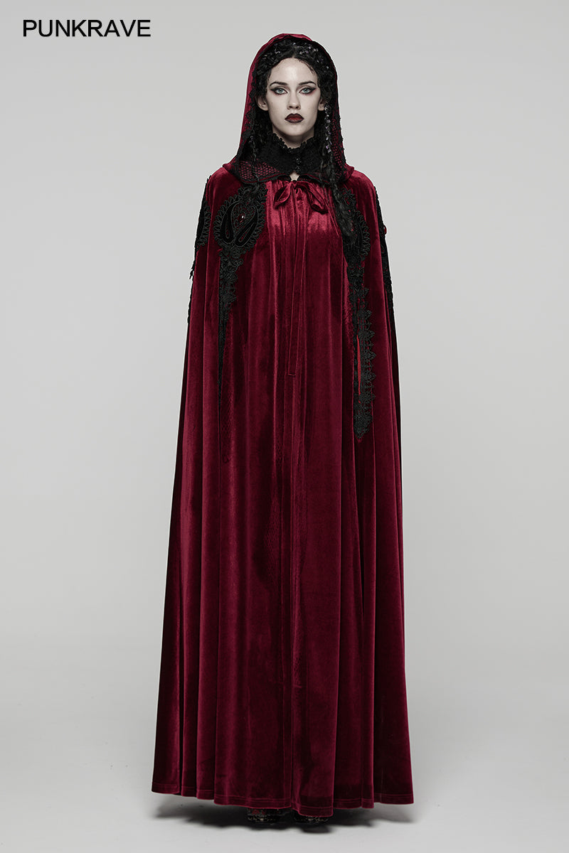 Punk Rave Seraphiel Gothic Velvet Cloak – Blood Red