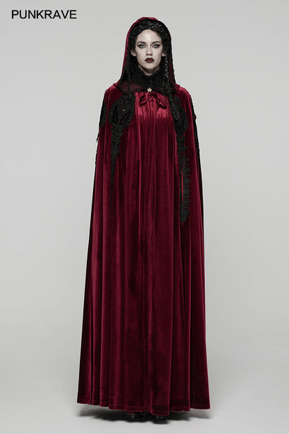 Punk Rave Seraphiel Gothic Velvet Cloak – Blood Red