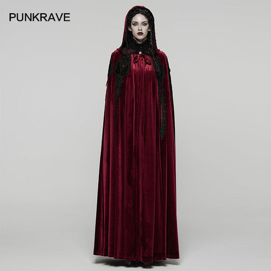 Punk Rave Seraphiel Gothic Velvet Cloak – Blood Red