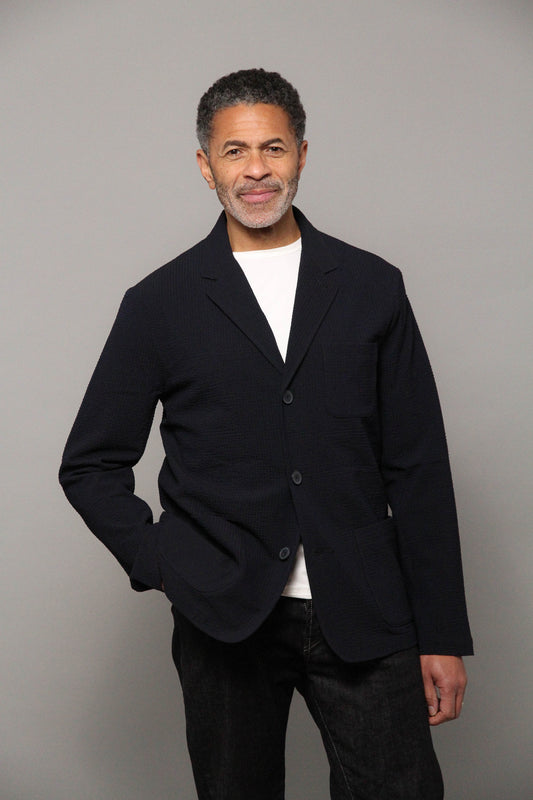 Geno Seersucker Blazer - Navy