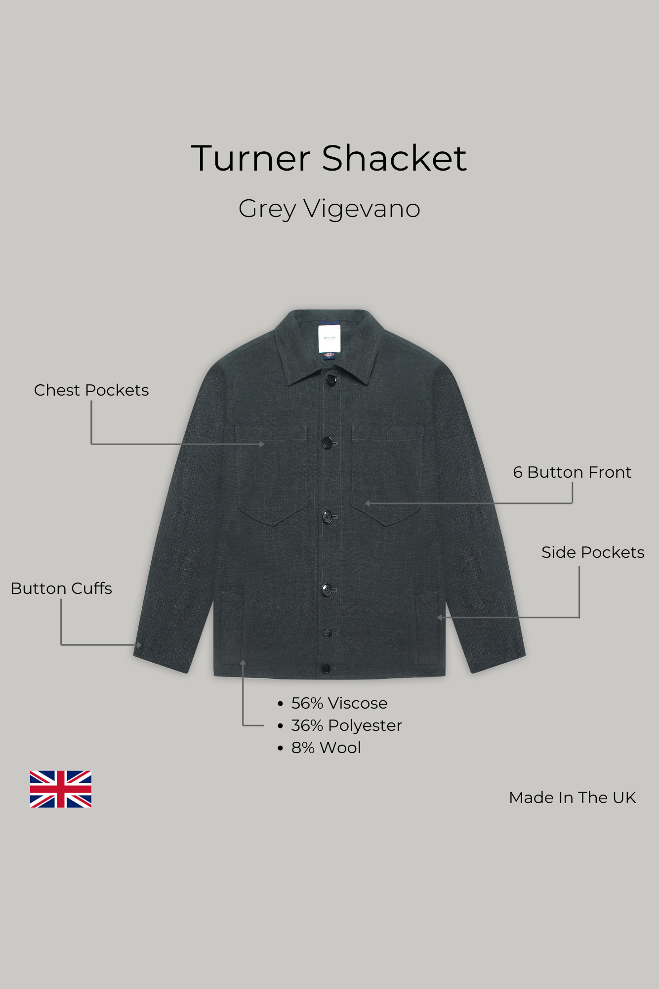 Turner Shacket - Grey Vigevano