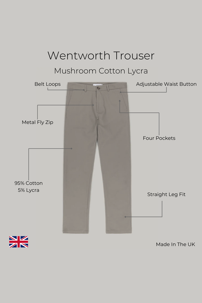 Wentworth Trouser - Mushroom Comfort Stretch