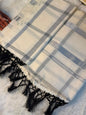 Silver Stripe Kerala Kasavu Saree with Black Tassels