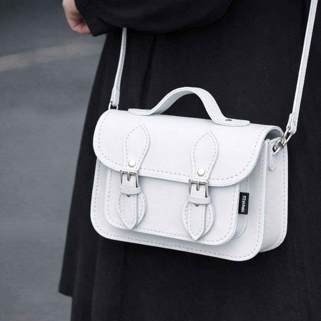 Micro sacoche en cuir fait main - Blanc