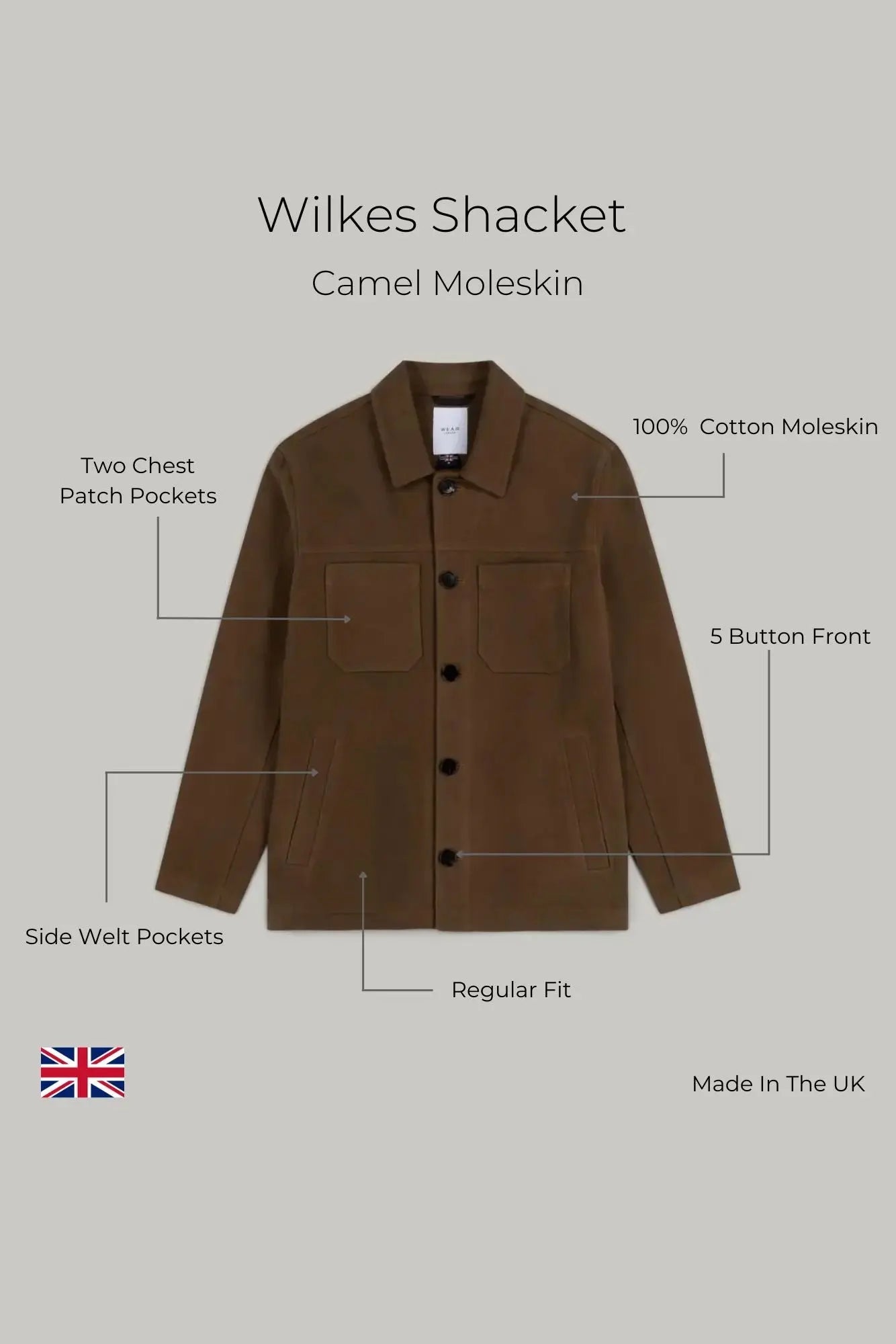 Wilkes Shacket - Camel Moleskin