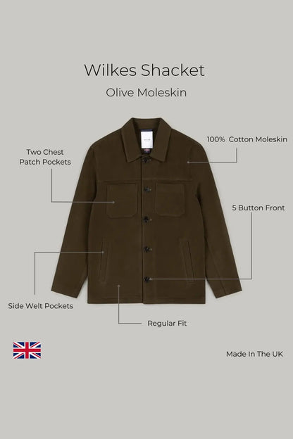 Wilkes Shacket - Olive Moleskin