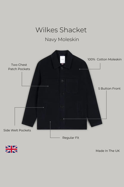 Wilkes Shacket - Navy Moleskin